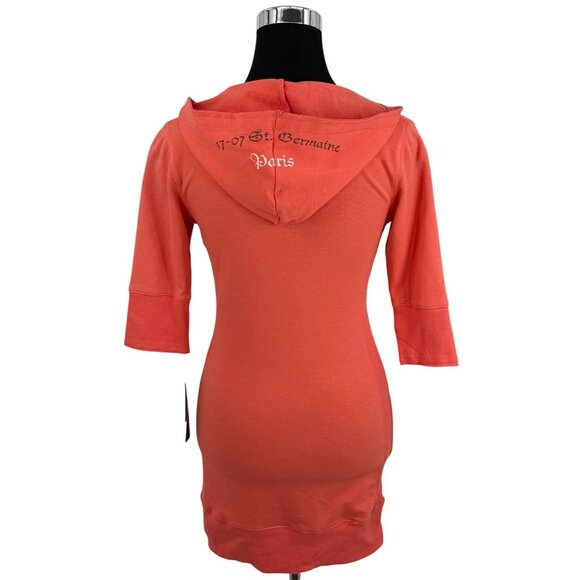 Vtg Y2K NWT Energie Hooded Bodycon Mini Dress Tunic | 90s Coquette Indie Sleaze - Picture 5 of 15